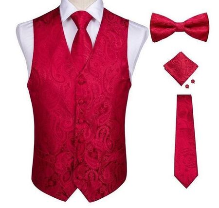 Weste mit Paisley-Krawatte roter - S M L XL XXL - Gilet