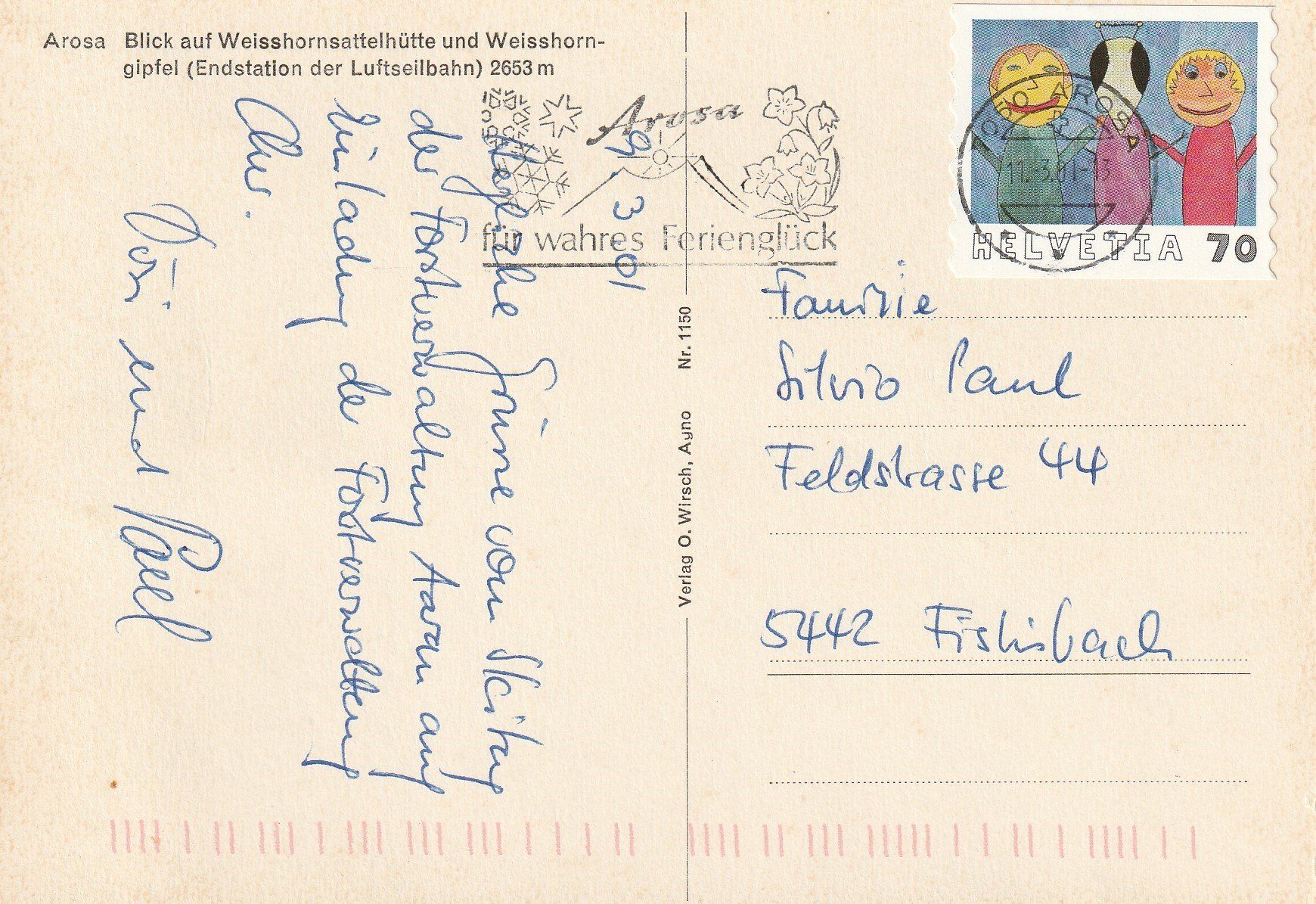 Ansichtskarten: AK Arosa - gel. 11.3.1981 – Gebraucht aus Fribourg von schnalla92 1