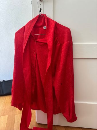 Yves de Valère Vintage Bluse, Rot, Grösse 44