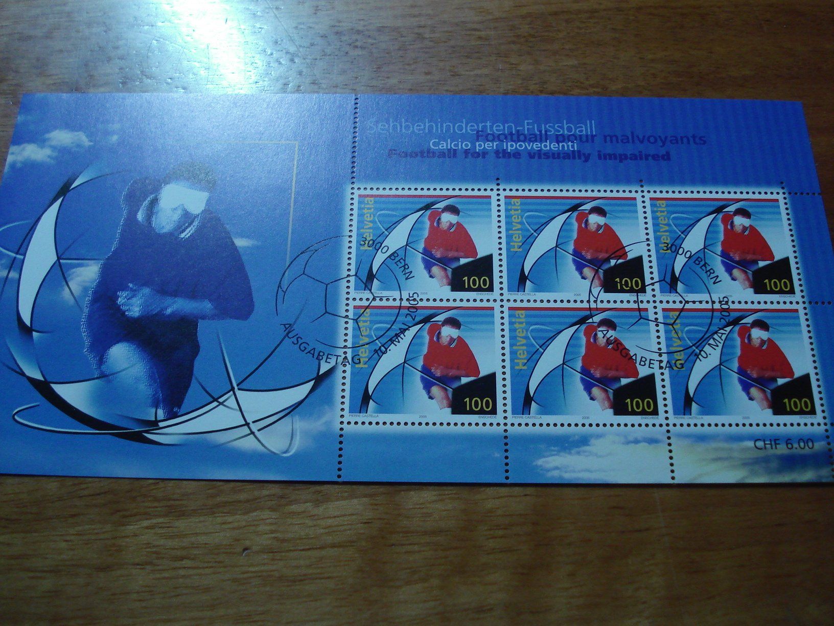 Alle Briefmarken: Kleinbogen Sehbehindertenfussball 2005 ET-o – Gebraucht aus Niederwil AG von morostahu