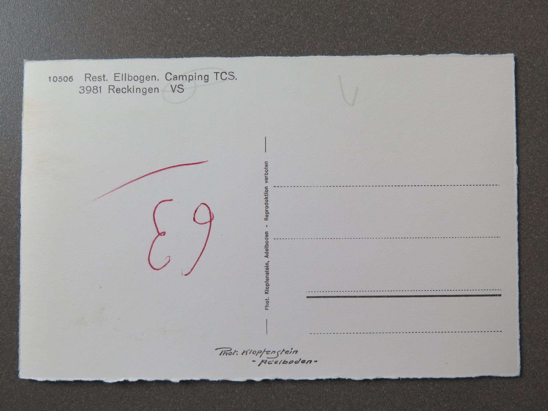 Cartes postales: RECKINGEN - REST. ELLBOGEN, CAMPING TCS – D'occasion à Wittenbach par lipasal 3