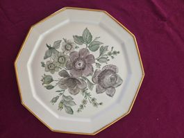 Speiseteller floral gemustert Goldrand Achtkantig  limoges