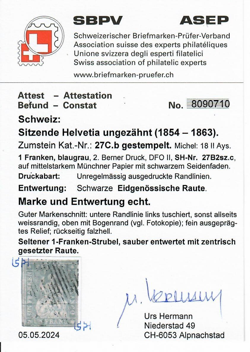 Tutti i francobolli: 27C.b mit Attest – Usato da Hochdorf venduto da Ziegel-16