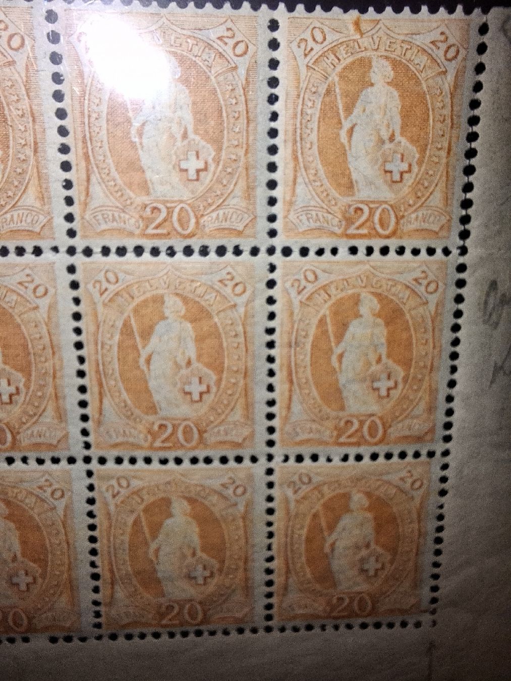 Alle Briefmarken: Stehende Helvetia Teil Bogen 94Ac. mit Attest  – Gebraucht aus Balgach von SIMEON27 4