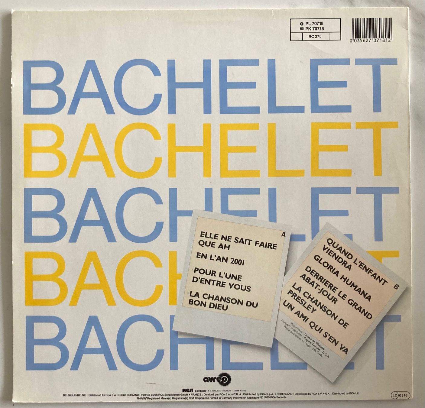 Vinyles: PIERRE BACHELET - PIERRE BACHELET – D'occasion à Poliez-Pittet par Newtown-Records 1