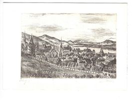 Original Radierung Zug signiert