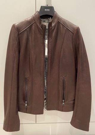 Neue Hugo Boss Lederjacke dunkelbraun Grösse 36