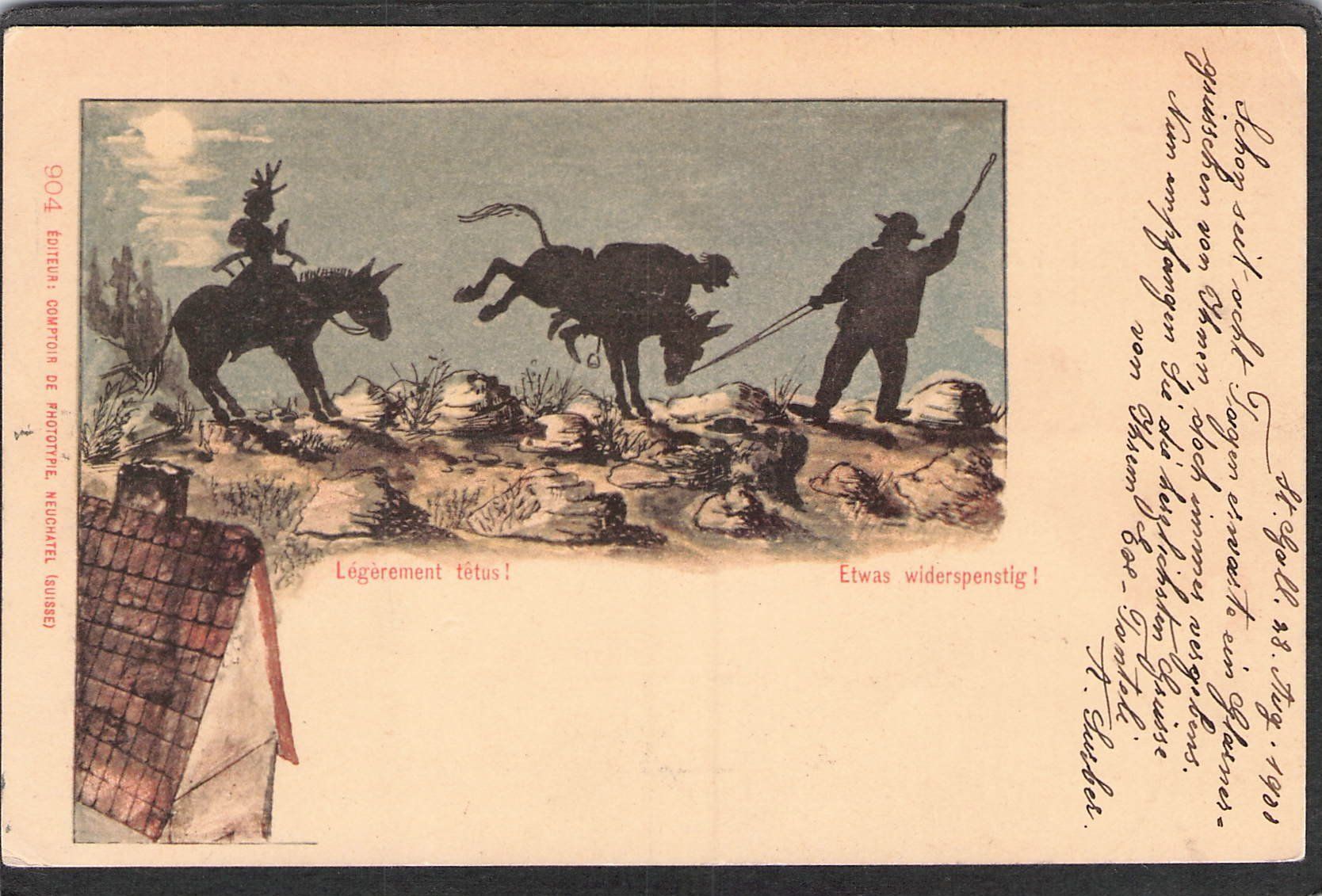 Cartoline postali: ^Etwas Widerspenstig , gel. 1900 – Usato da Reichenburg venduto da Pipo-67