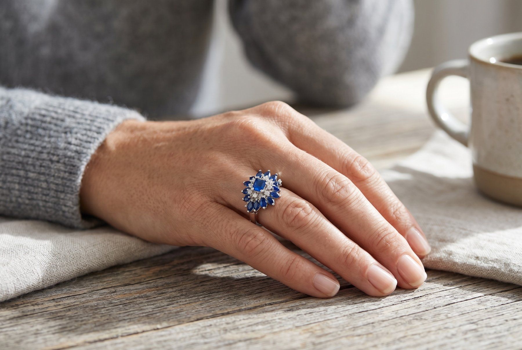 Anelli: FRISCHKNECHT, St.Gallen, Saphir - Diamant - Ring – Usato da Zuzwil SG venduto da artimmo 1