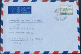 Schweiz Erstflug 1946 Genf - Boston TWA Luftpost Brief