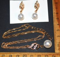 Schmuckset 057 – Halskette & Ohrstecker mit Kunstperlen