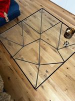 Moderner Couchtisch Glas Metall Geometrisch