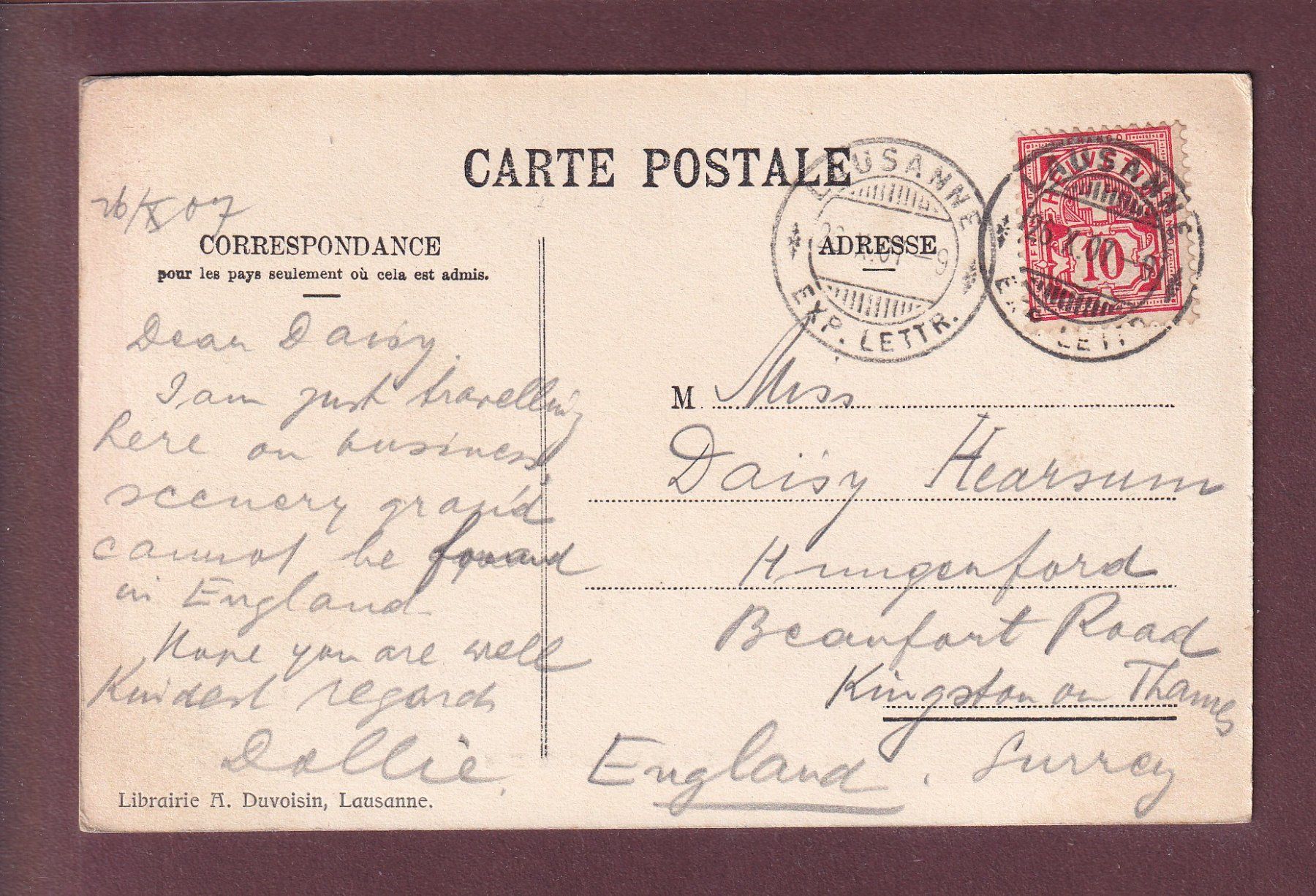 Cartes postales: MONTREUX - TERRITET - 1907 – D'occasion à Pully par nicecards 1
