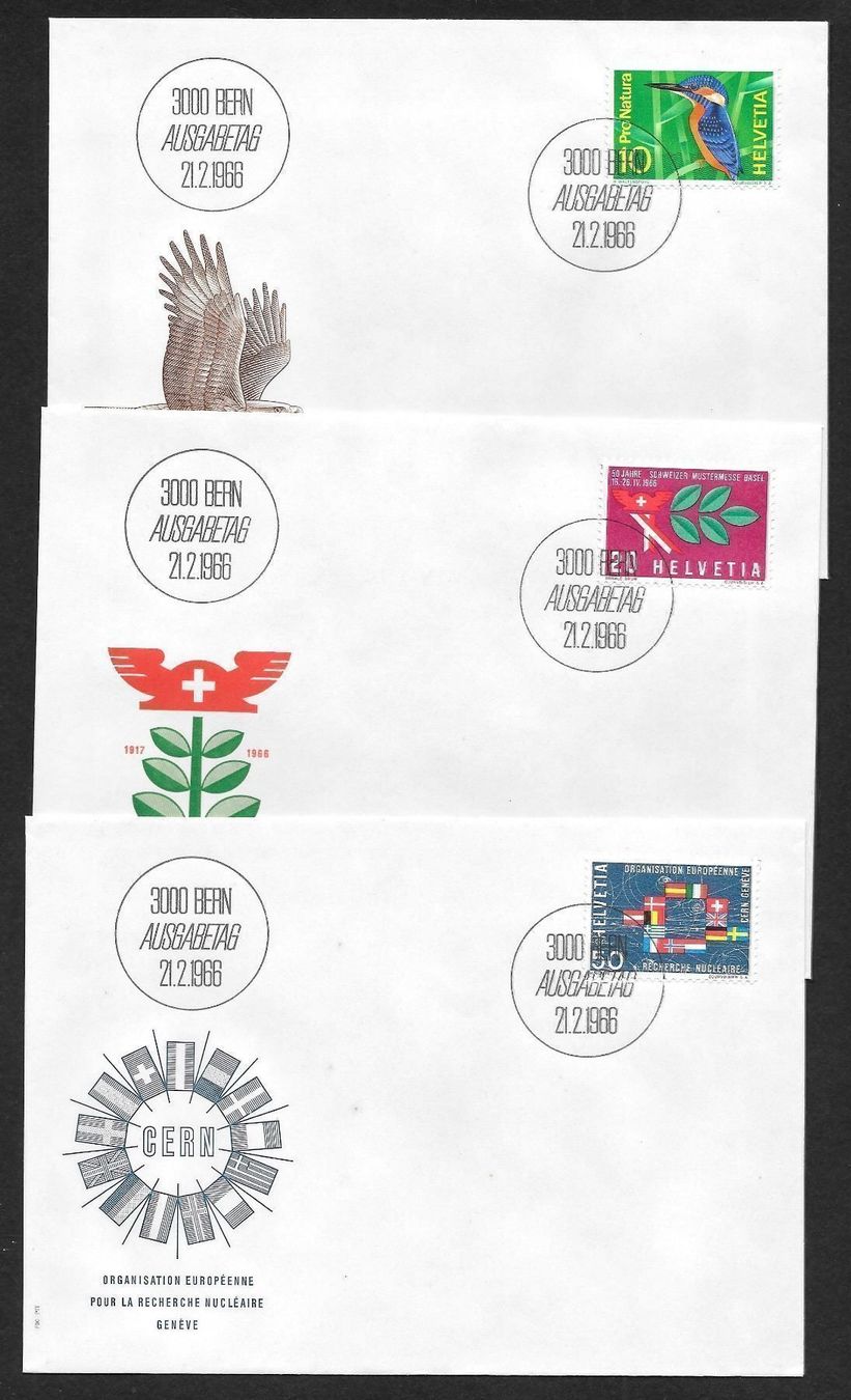 Tutti i francobolli: 3 FDC 439-441 Serie Einzelmarken ET 21.2.1966 – Nuovo (secondo la descrizione) da Olten venduto da clotaldi