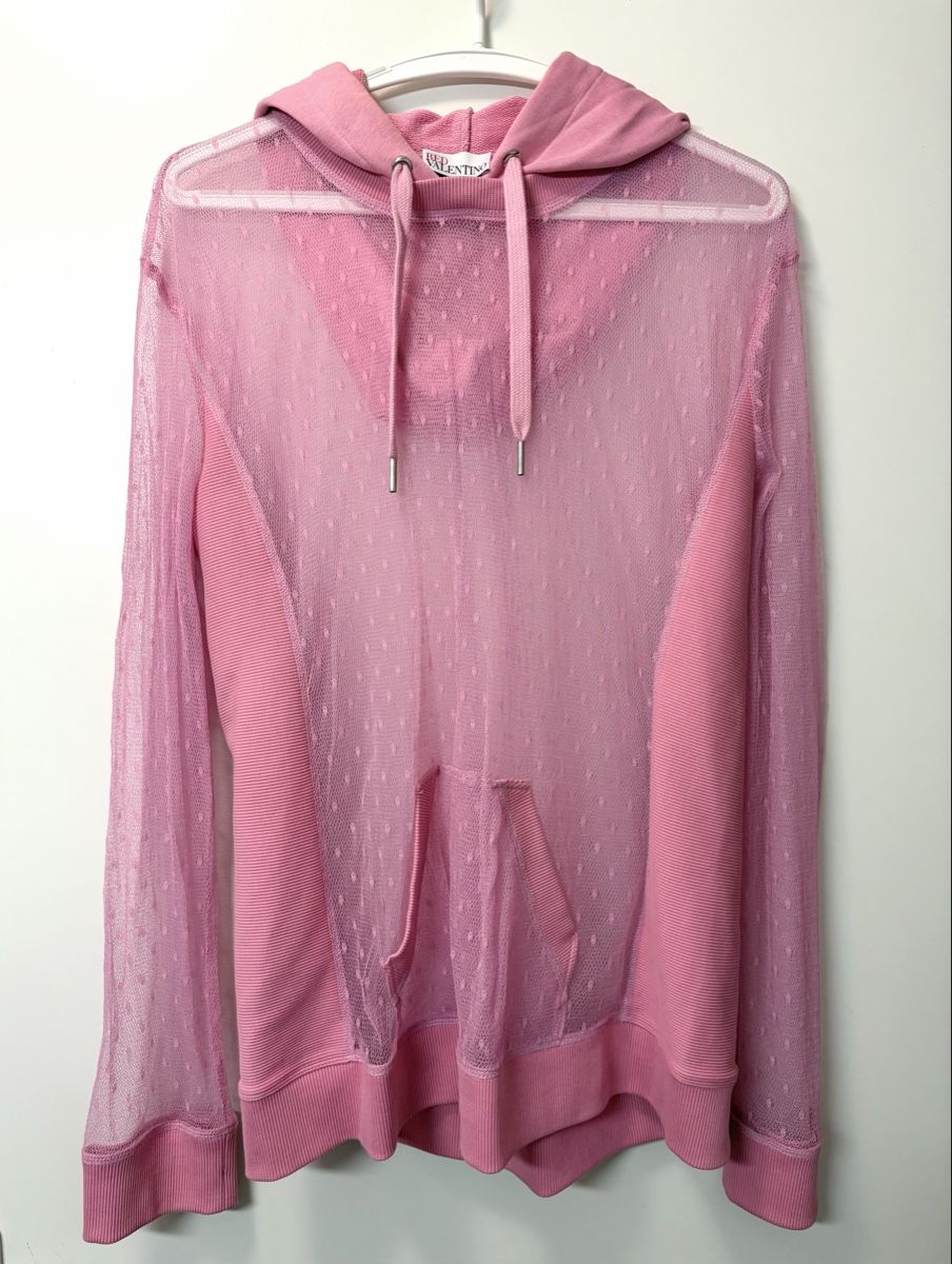Maglioni & Felpe: Pull à capuche Red Valentino rose en tulle, taille L – Usato da Chêne Bourg venduto da paleios22
