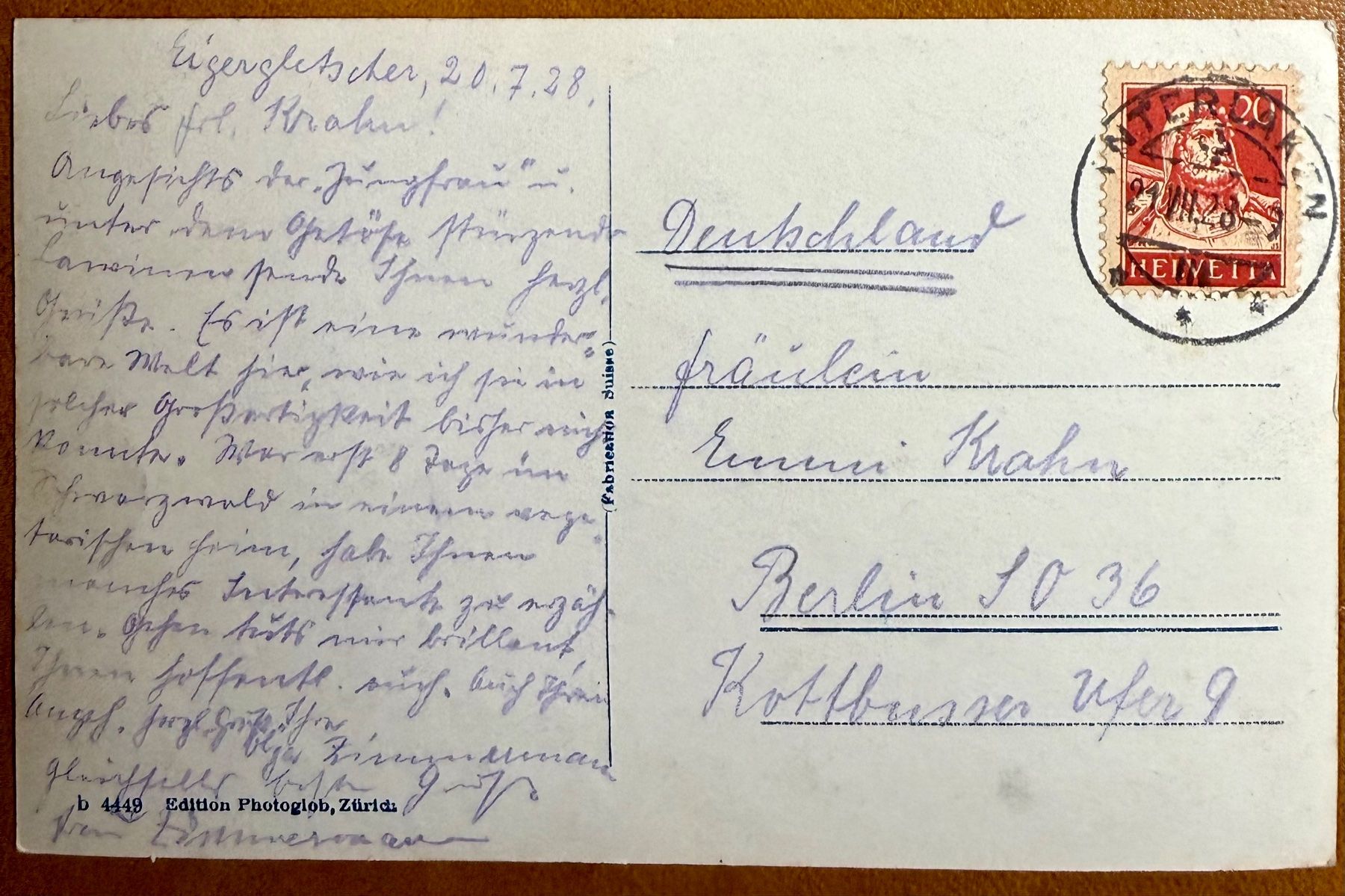 Cartoline postali: Jungfraubahn - Station Eigergletscher 1928 – Usato da Lutry venduto da Ediego 2