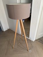 Stehlampe Tripod EDI LIGHT Holz Metall Stoffschirm beige