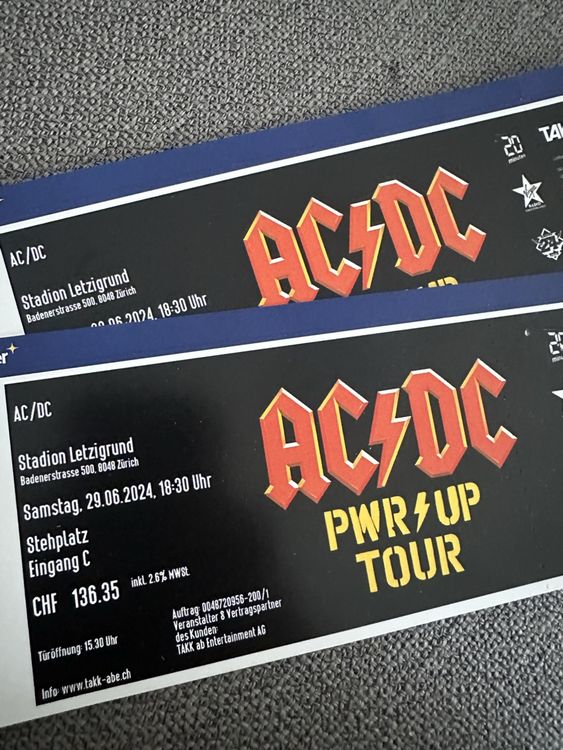 2 Stehplatz-Tickets für das AC/DC - POWER UP TOUR (Neu und ...