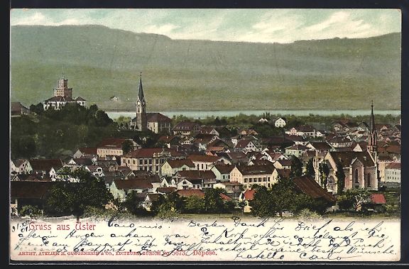 Cartoline postali: AK Uster, Gesamtansicht, 1901 – Usato da Berlin venduto da bartko-reher