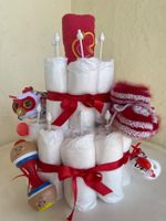 Windeltorte rot, Baby Geschenk, Geburt, Taufe