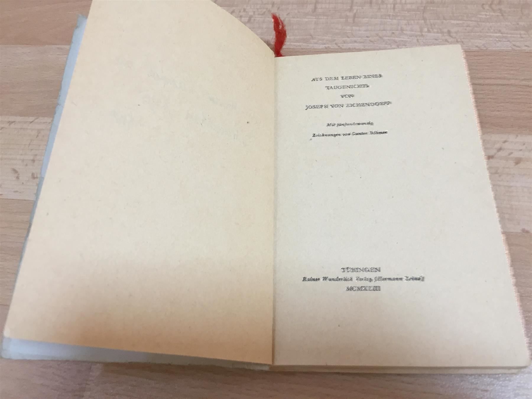 Libri: J.F. von Eichendorff. «Aus dem Leben ein – Usato da Cormagens venduto da grizli13 4