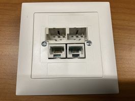 UP-Netzwerkdose 2xRJ45/2xTT83 ITplus Feller EdizioDue Weiss