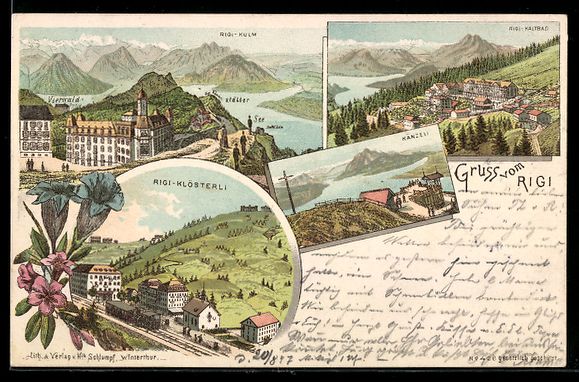 Cartes postales: Litho Rigi, Rigi-Klösterli, Rigi-Kulm,  – D'occasion à Berlin par bartko-reher