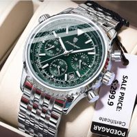 Superbe montre Poedagar, chronographe vert, toute neuve!