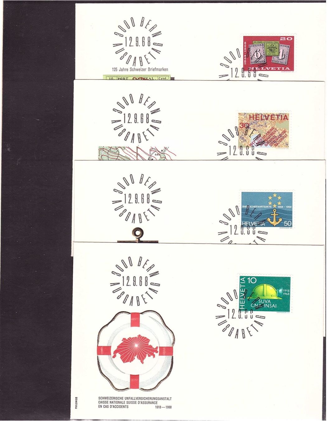 Alle Briefmarken: 1968 4 FDC  Ausgabetag/ Satz – Neu (gemäss Beschreibung) aus Rheinau von loxis