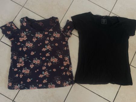 2 Sommer T-Shirts Gr.  L, Chicorée Basics, Schwarz/Blume