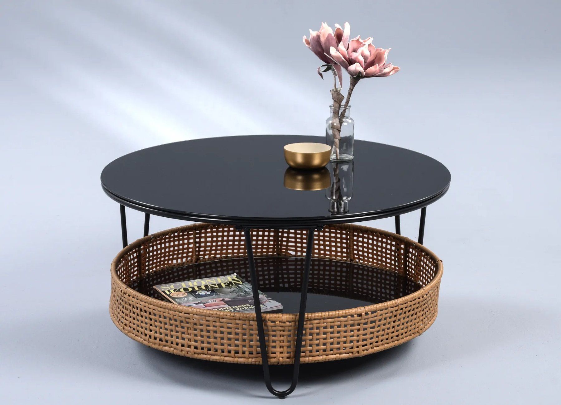 Tavoli: Couchtisch mit Rattan – Nuovo e nell'imballaggio originale da Winterthur venduto da aredo 2