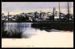 AK Aarau, Blick über die Aare auf die Stadt, Ansicht im Wint