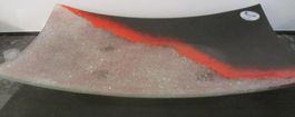 2 schöne Glasplatten, schwarz/rot,, 38 x 23.5 cm & 18.5 cm