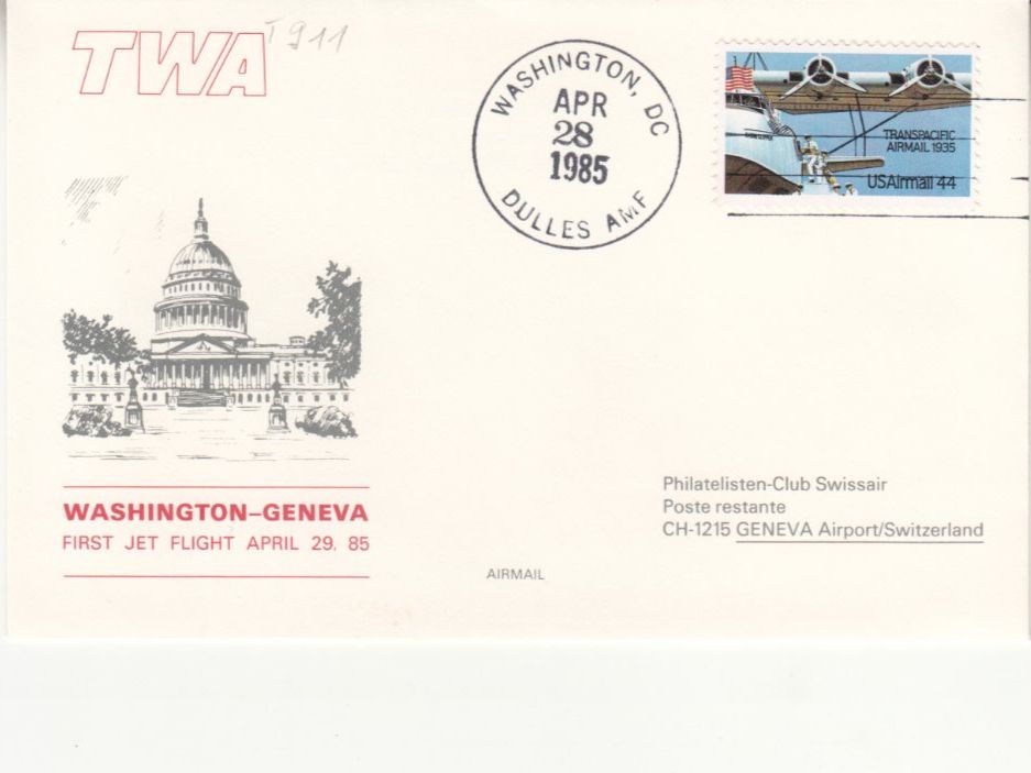 Tutti i francobolli: SLH RF 85.5 Washington - Genève – Usato da Bürglen TG venduto da StampGraf