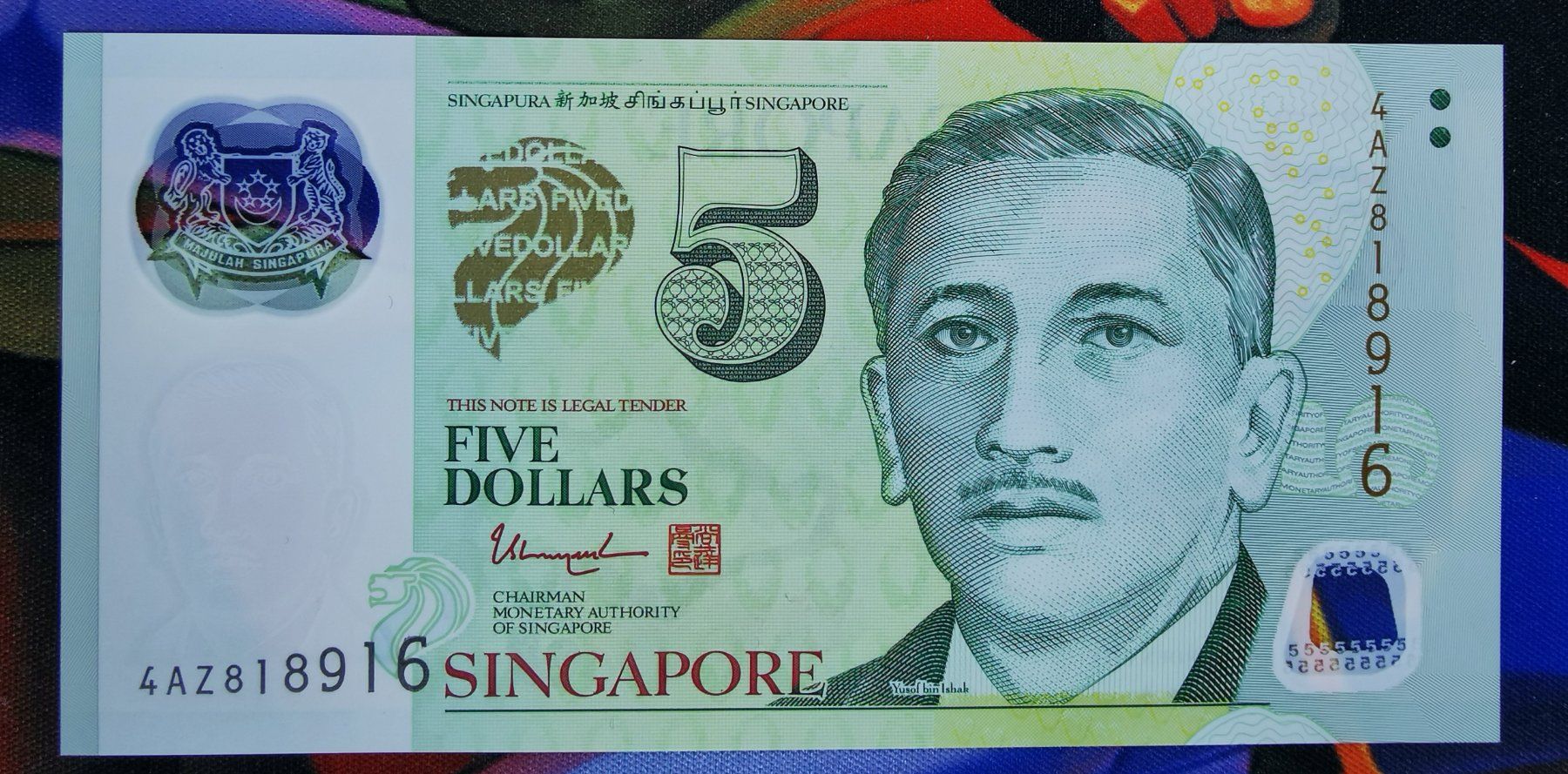 Banconote: Singapore 5 Dollar Polymer UNC – Nuovo (secondo la descrizione) da Cousset venduto da Patricio77