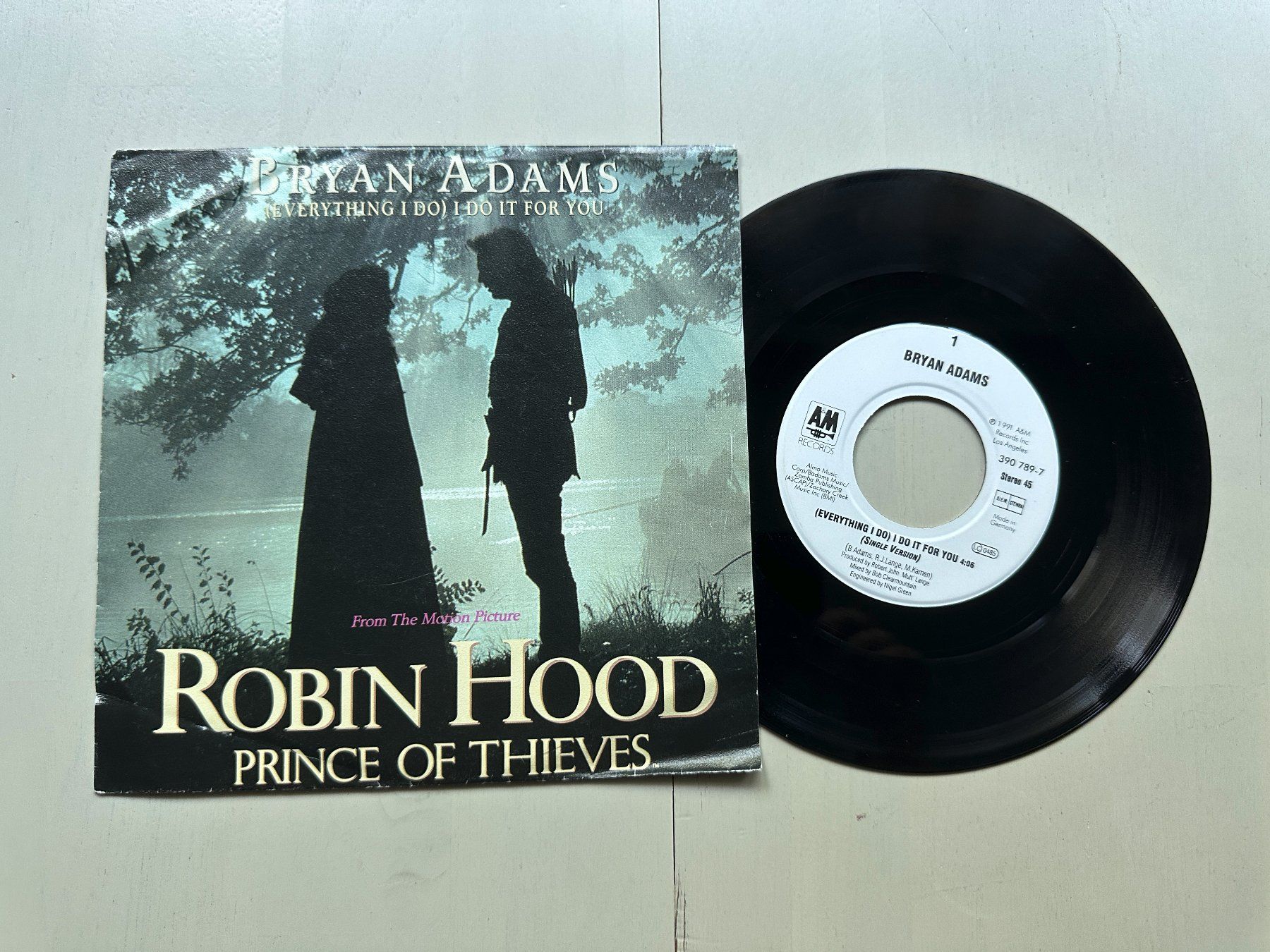 Dischi in vinile: BRYAN ADAMS tolle Single Kult Everything I do ROBIN HOOD 80' – Usato da Basel venduto da Partridge