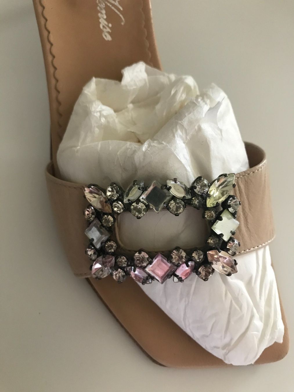 Damenschuhe: Sandales mules cuir, boucle strass T39 – Neu (gemäss Beschreibung) aus nyon von Lbabi 7