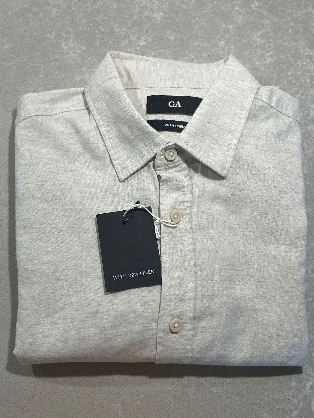 C&A Camicie: Herren Langarmhemd hellbeige von C&A mit Leinen Gr. S – Nuovo (secondo la descrizione) da Brunnen venduto da Nala2929 1