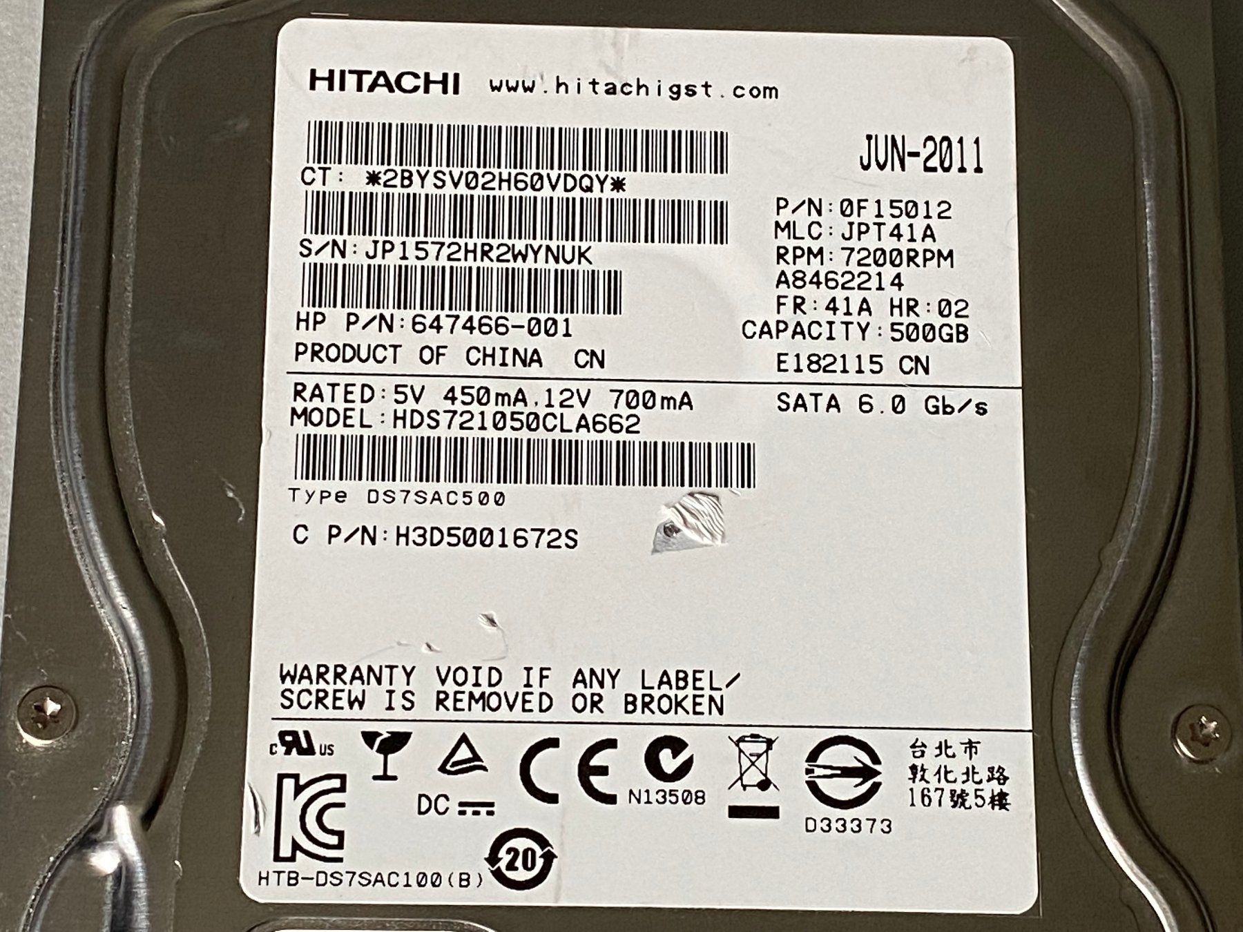 Hitachi Dischi rigidi: Hitachi 500GB 3.5" SATA (41) – Nuovo (secondo la descrizione) da Langwiesen venduto da Restposten-24 1