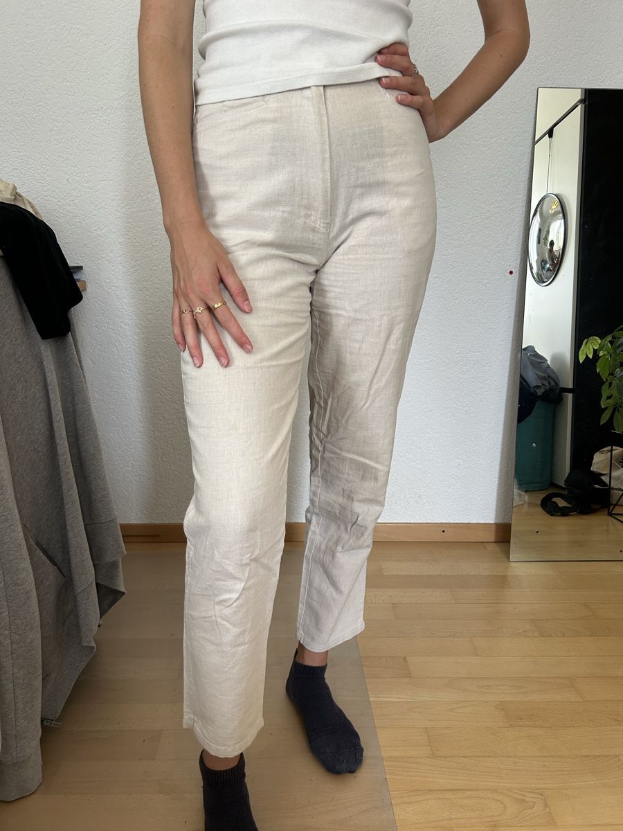Pantaloni: Pantalon en lin beige clair – Usato da Muntelier venduto da cel_5syj