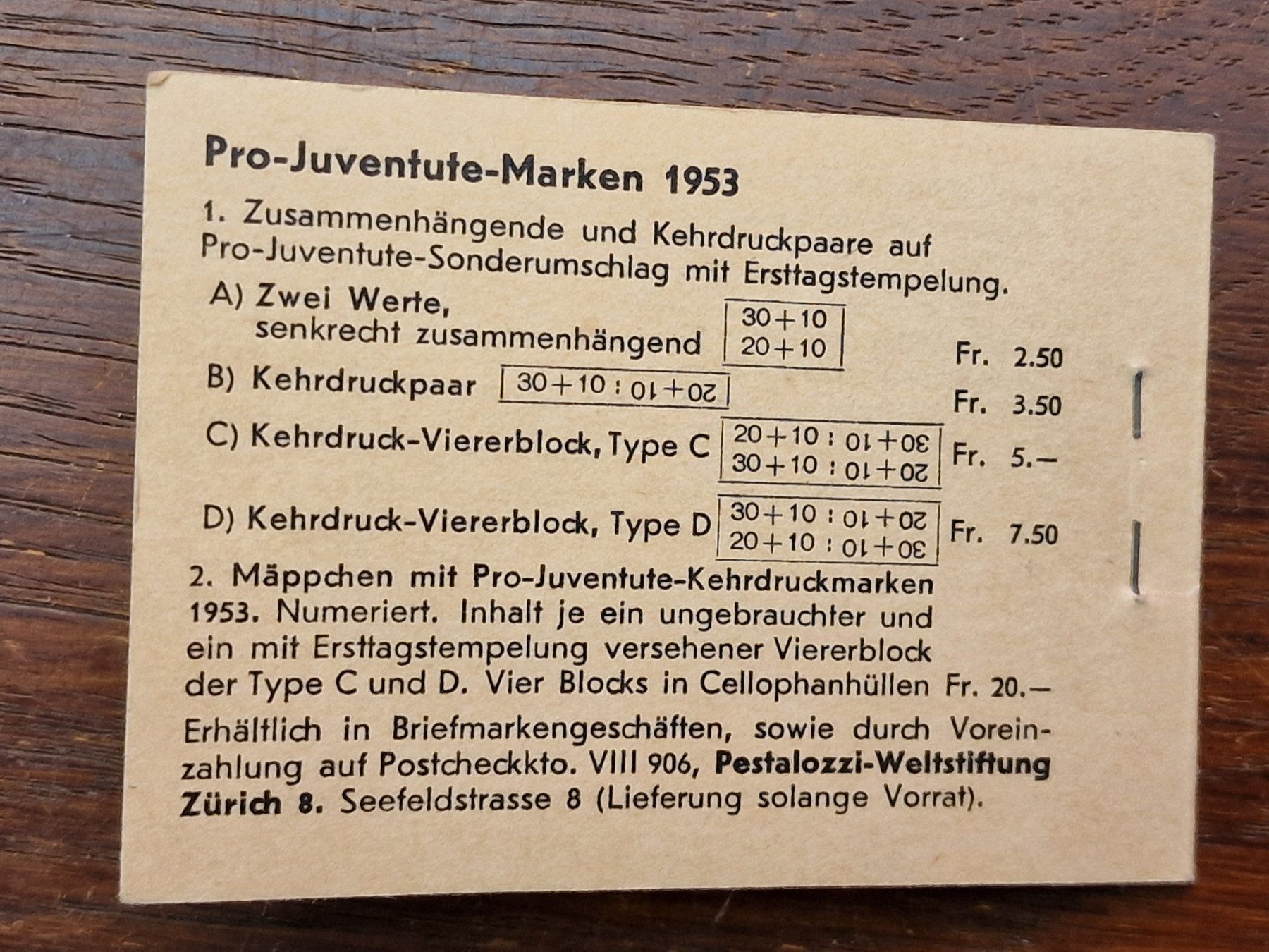 Tutti i francobolli: Pro Juventute Markenheft 2 - 1953 - POSTFRISCH - D – Usato da Aesch LU venduto da briefmarken.uray 5