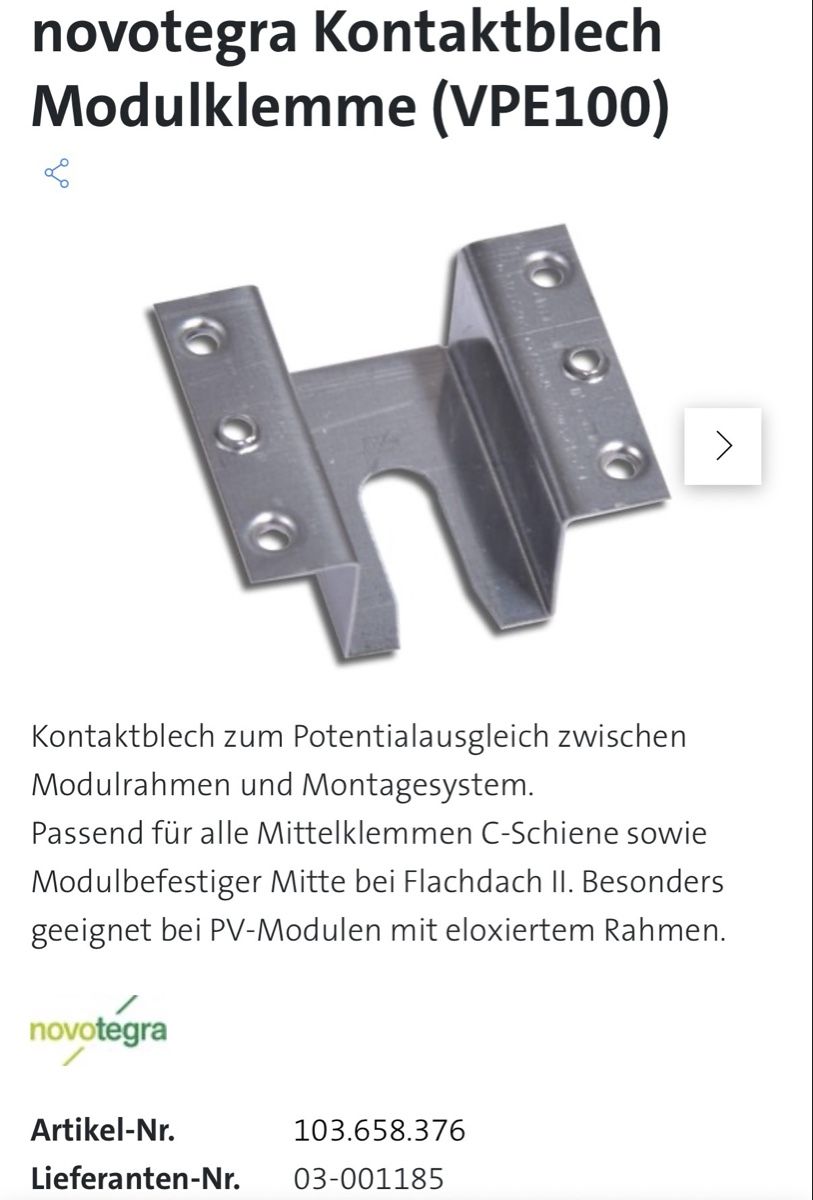 Novotegra Supporti a parete: novotegra Kontaktblech Modulklemme, 100 Stück – Nuovo (secondo la descrizione) da Roggwil BE venduto da fengshui