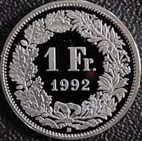1 Franken 1992 pp / aus Münzsatz  / in einer Münzkapsel