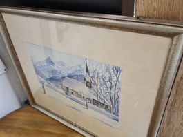 Altes goldig gerahmtes signiertes Bild 1940