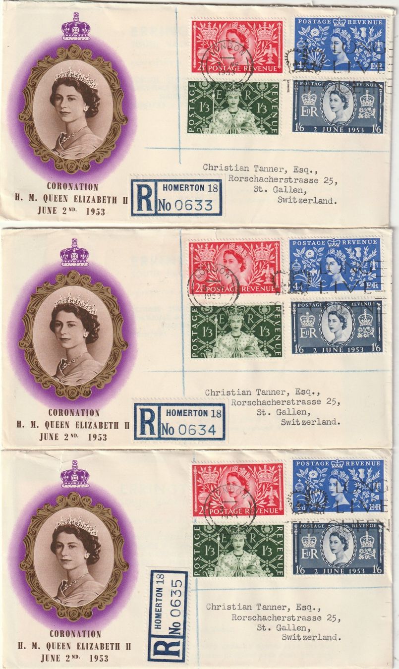 Tutti i francobolli: England 6 Briefe 1953 – Usato da Rorschacherberg venduto da fratovi2