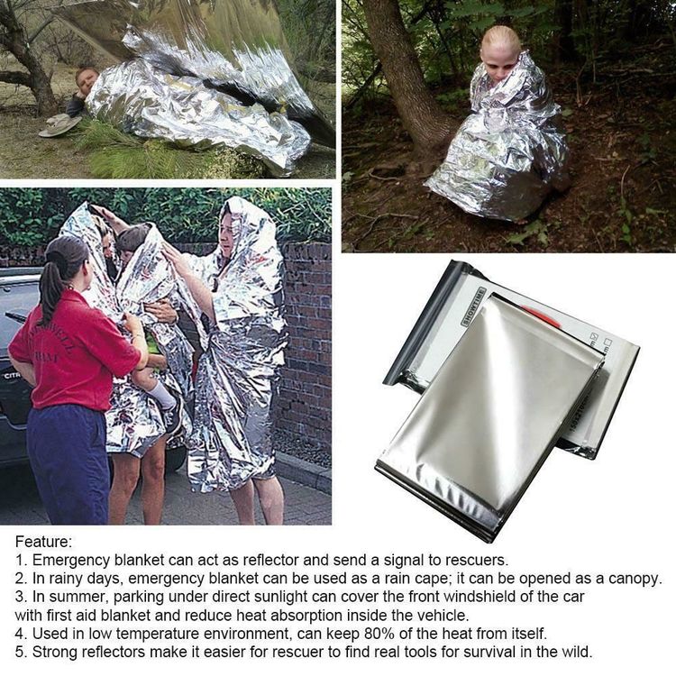 Ibasenice Notfallbeutel Set - 4x Rettungsdecken Aus PE-Aluminiumfolie Für Outdoor & Camping