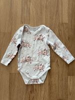 Weisser Baby-Body mit Blumen, Marke C&A, Grösse 86