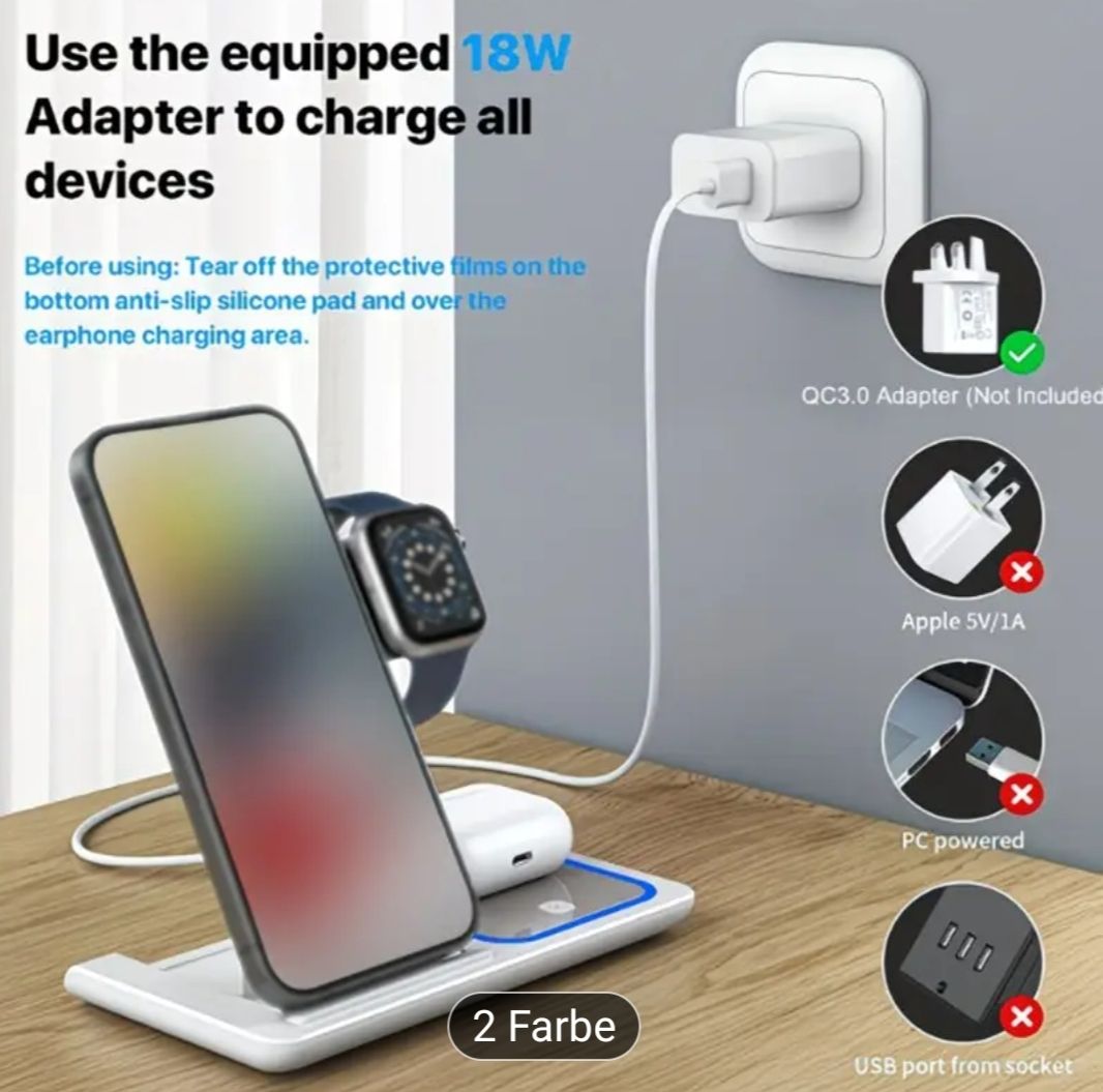 Caricabatterie: 3 in 1 Wireless Charger Ladestation Neue – Nuovo e nell'imballaggio originale da St. Erhard venduto da Lauko123