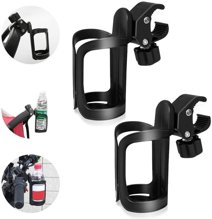 2x Getränkehalter Kinderwagen - 360° Drehbar Mit Haken