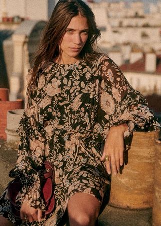 Sezane Lali Mini Floral Boho Dress Kleid